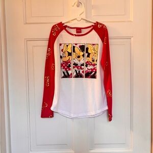 Disney Kids Pink and White Minnie Mouse Long Sleeve Tee